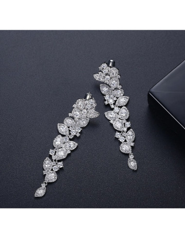 Kolczyki ślubne wizytowe wiszące z kryształkami...