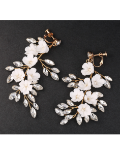 Kolczyki ślubne BOHO wizytowe wiszące z kryształkami stal... 2