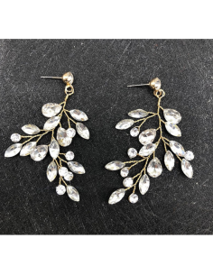 Kolczyki ślubne BOHO wizytowe wiszące z kryształkami stal...