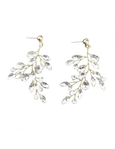 Kolczyki ślubne BOHO wizytowe wiszące z kryształkami stal... 2