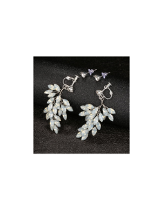 Kolczyki ślubne BOHO wizytowe wiszące z kryształkami stal... 2