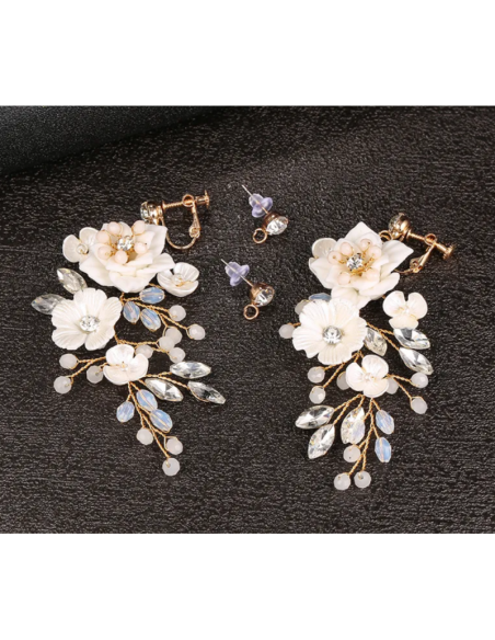 Kolczyki ślubne BOHO wizytowe wiszące z kryształkami stal szlachetna KOLS20