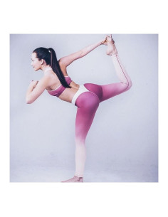 Sportowe Legginsy Fitness Trening Różowo Białe L LEG12L