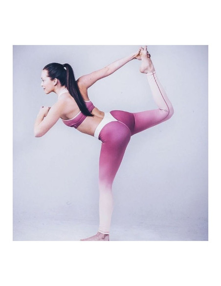 Sportowe Legginsy Fitness Trening Różowo Białe L LEG12L