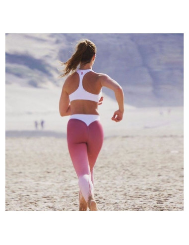 Sportowe Legginsy Fitness Trening Różowo Białe...