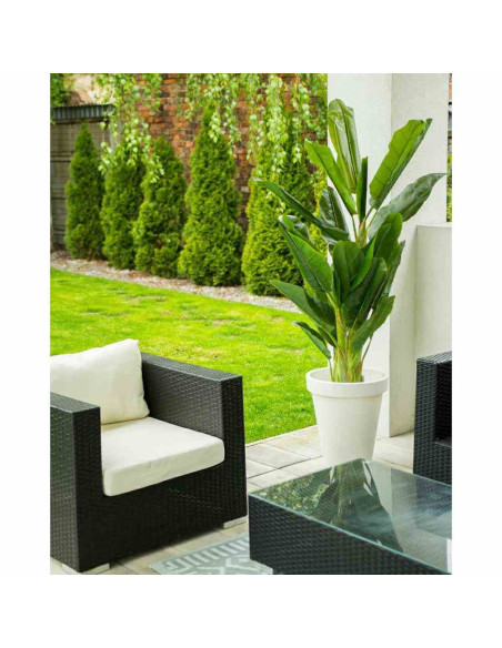 Donica ogrodowa biała duża 45 cm Do dekoracji wnętrz, tarasów, balkonów wykonana z mocnego tworzywa o wymiarach: 39x45 cm