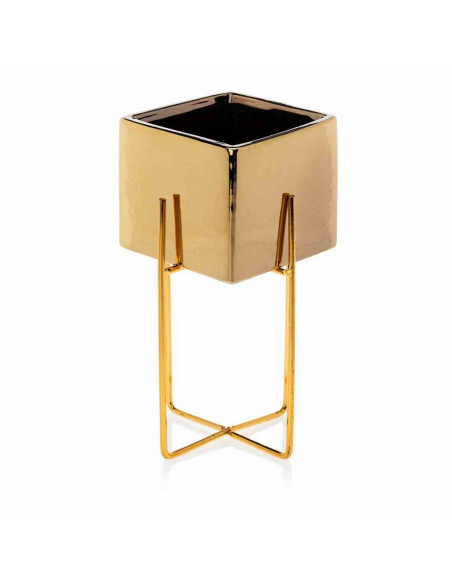 Doniczka Mizu Gold 23 cm Stelaż wykonany z metalu, osłonka wykonana z ceramiki. Wymiary: 12x12x23 cm.