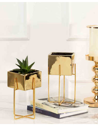 Doniczka Mizu Gold 21 cm Stelaż wykonany z...