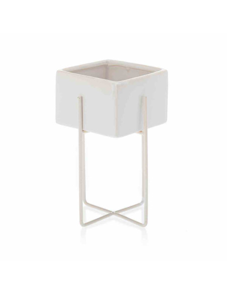 Doniczka Mizu White 21 cm Stelaż wykonany z metalu, osłonka wykonana z ceramiki. Wymiary: 12x12x21 cm.