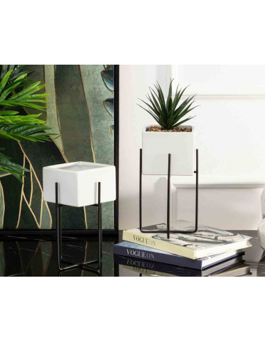 Doniczka Mizu White Black 23 cm Stelaż wykonany...