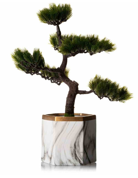 Doniczka Sona Marbling 14,5 cm Wykonana z ceramiki w kolorze białego marmuru ze złotym wykończeniem o średnicy 17 cm