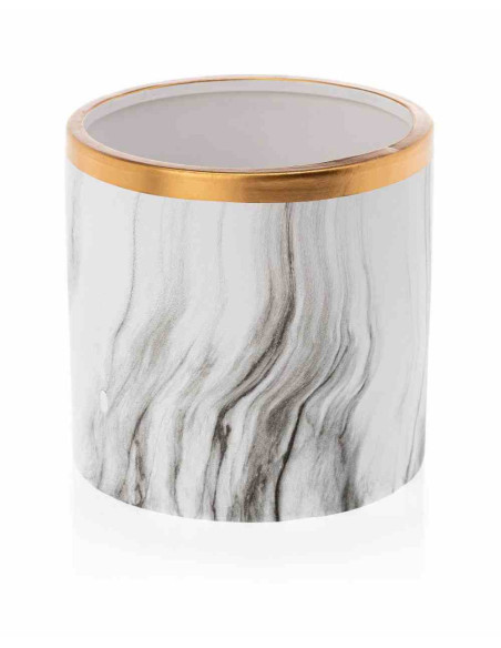 Doniczka Sona Marbling 15 cm Wykonana z ceramiki w kolorze białego marmuru ze złotym wykończeniem o średnicy 15 cm