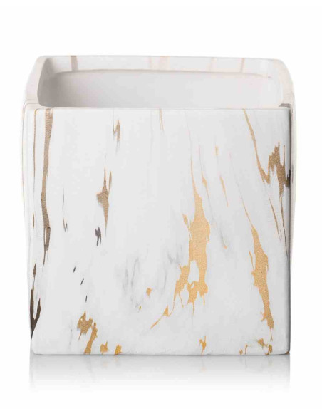 Doniczka Marbela 13 cm Wykonana z ceramiki w kolorze białego marmuru. Wymiary: 13x13x13cm.