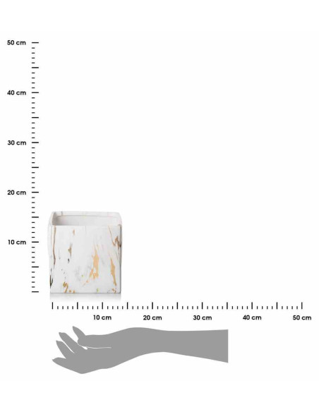 Doniczka Marbela 13 cm Wykonana z ceramiki w kolorze białego marmuru. Wymiary: 13x13x13cm.