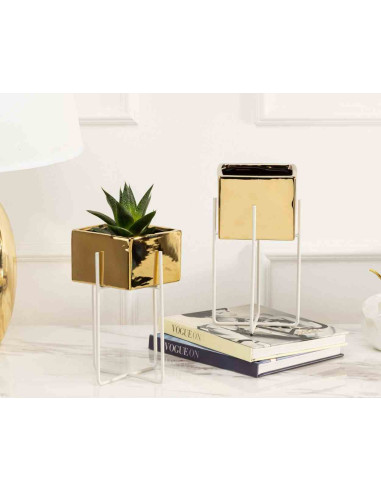 Doniczka Mizu Gold White 21 cm Stelaż wykonany...