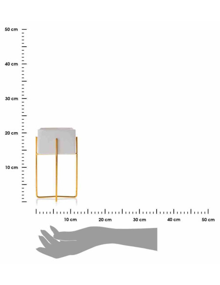 Doniczka Mizu White Gold 21 cm Stelaż wykonany z metalu, osłonka wykonana z ceramiki. Wymiary: 12x12x21 cm.