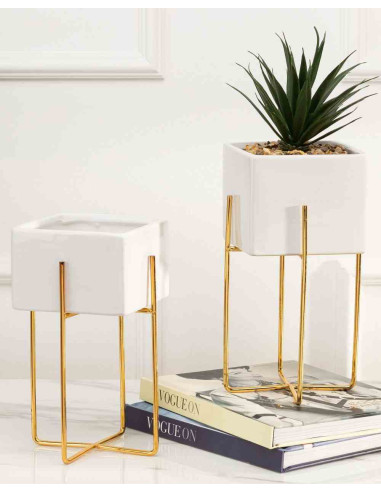 Doniczka Mizu White Gold 21 cm Stelaż wykonany...