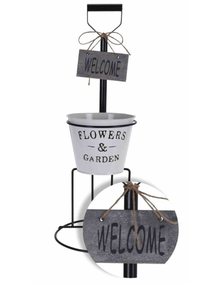 Donica na kwiaty i zioła Grabie 52 cm Wykonana z metalu, osłonka na kwiaty i zioła do ogrodu o wymiarach: 52x20 cm