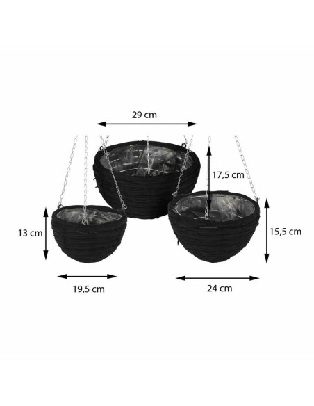 Donica wisząca rattan Zestaw 3 szt